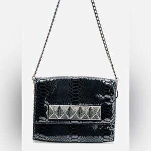 Michael Kors Black Snakeskin Chain Shoulder Bag